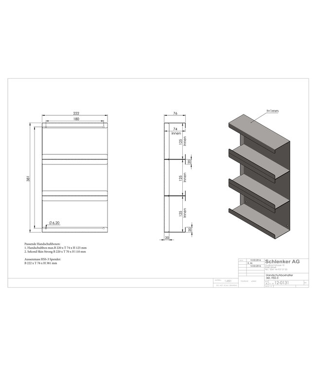 Distributeur de gants jetables en acier inoxydable pour 3 boîtes