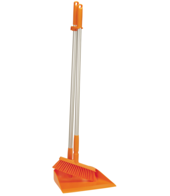 Vikan Kehrschaufel mit langem Stiel und Besen, 330 mm, Medium