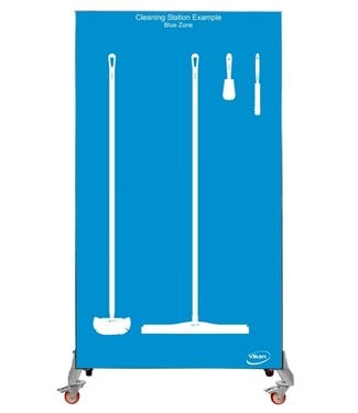 Vikan Hygiene Reinigungsgeräte Schattenwand einseitig, fahrbar, H 1990 x B 980 mm