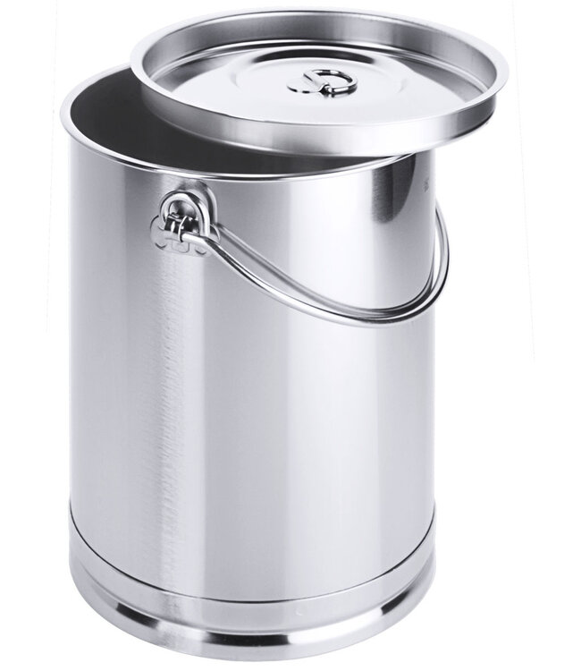 Seau cylindrique avec couvercle en acier inoxydable V2A