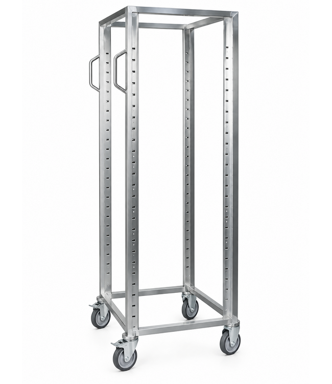 Carrello di trasporto per contenitori Euronorm - regolabile in acciaio inox