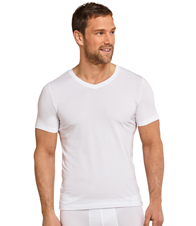 Long Life Soft v-hals t-shirt wit