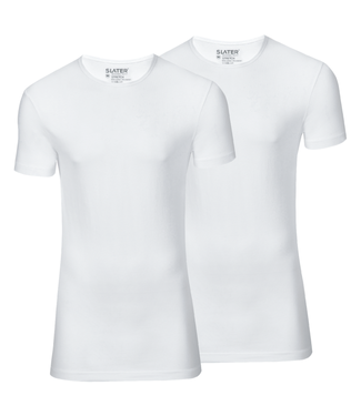 Slater Stretch 2-pack ronde hals t-shirt wit