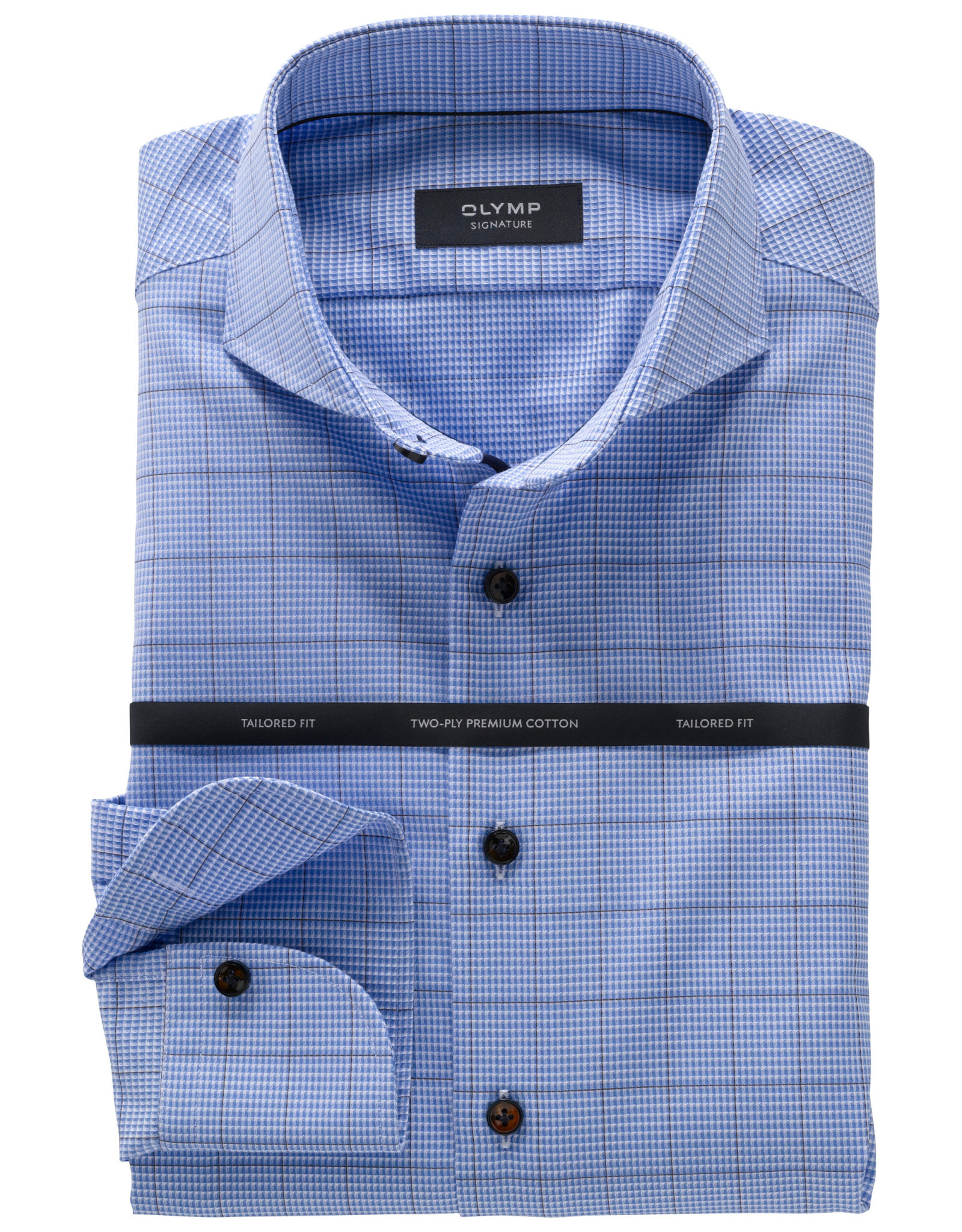Uittreksel voorstel verkopen Olymp Signature overhemd blauwe ruit | Tim Menswear - Tim Menswear
