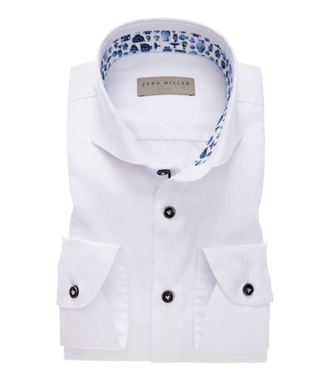 tailored fit overhemd wit met wide spread boord