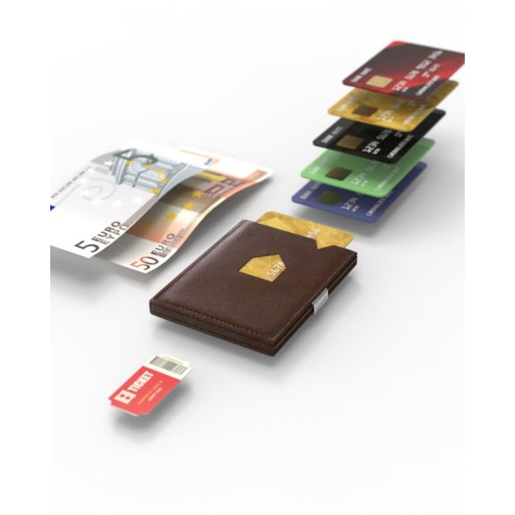 Exentri Wallet met RFID-bescherming mozaiek bruin