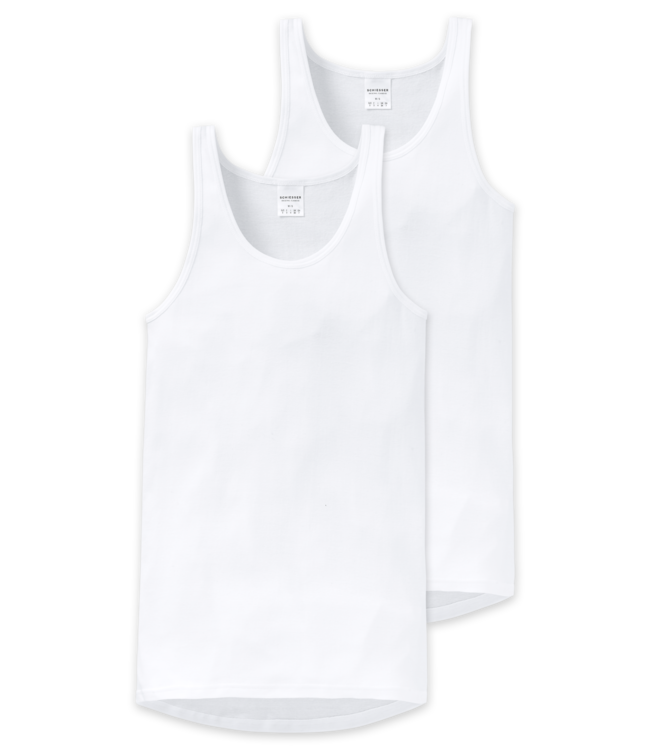 Feinripp singlet 2-pack wit