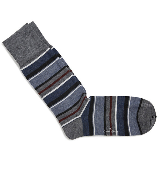 korte sokken wol met marine strepen