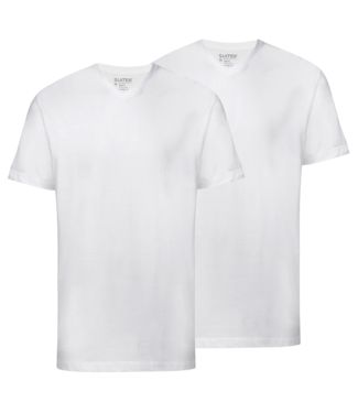 Slater Basic 2-pack v-hals t-shirt wit