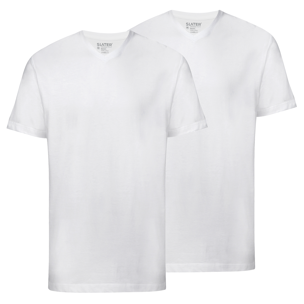 Slater Basic 2-pack v-hals t-shirt wit Tim Menswear Tim Menswear