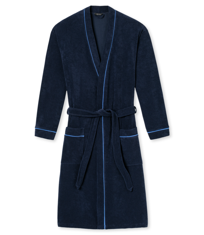 badjas marine met blauwe bies