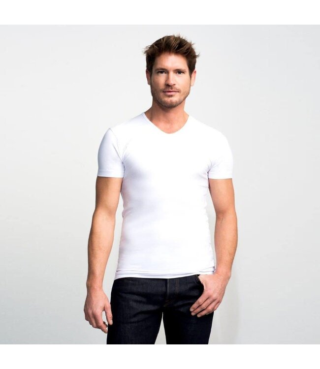Stretch 2-pack v-hals t-shirt wit