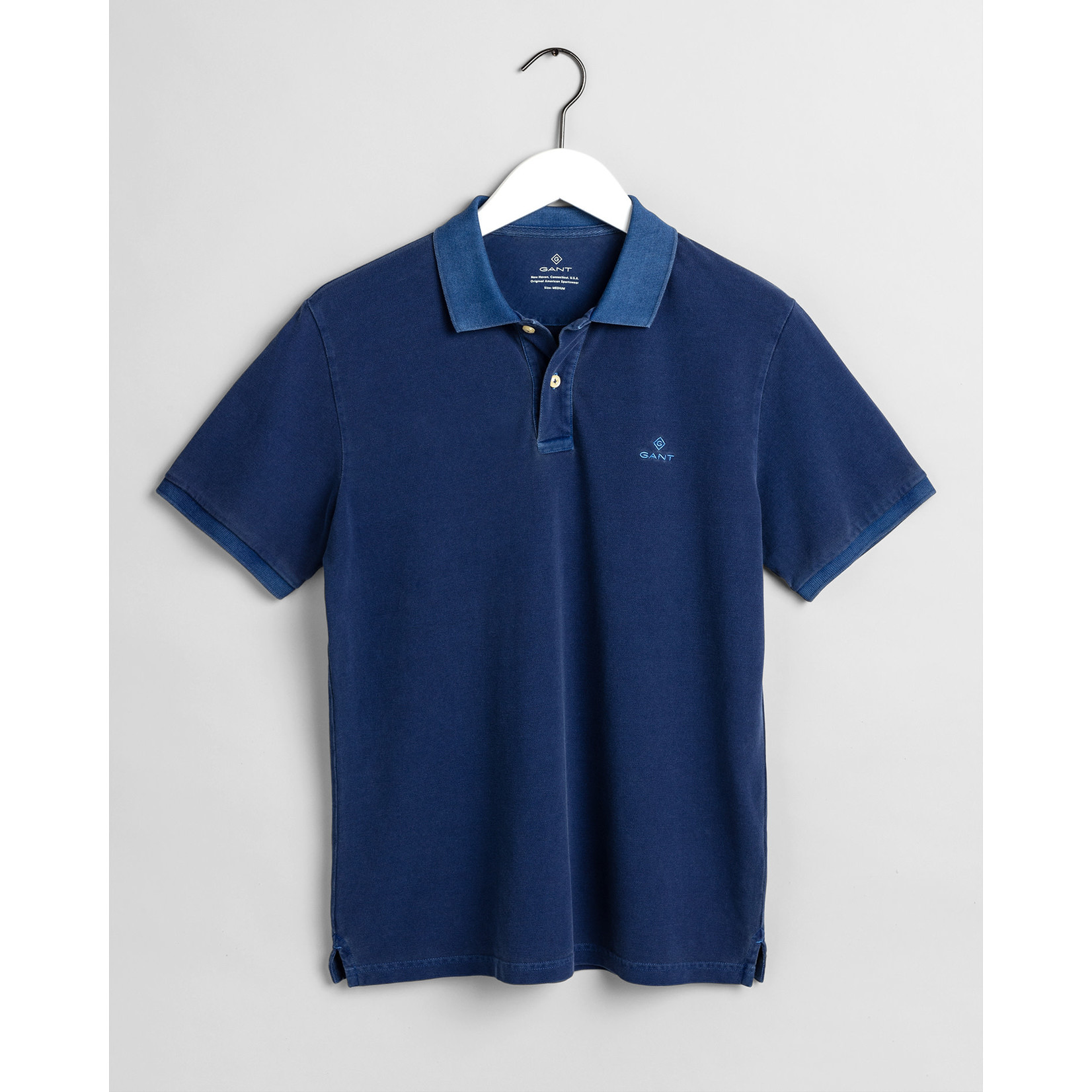 GANT polo korte mouw piqué blauw - Tim 