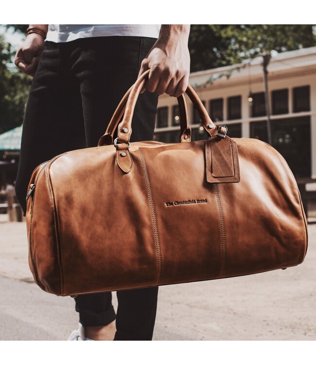 leren weekendtas William cognac