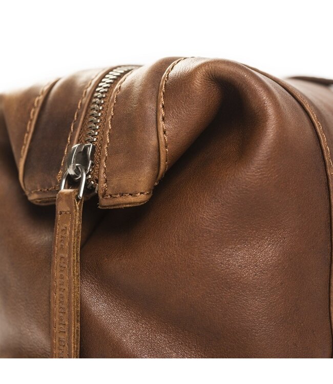 leren toilettas Vince cognac