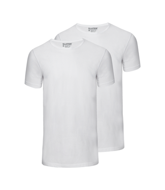Slater Basic Fit 2-pack ronde hals t-shirt wit