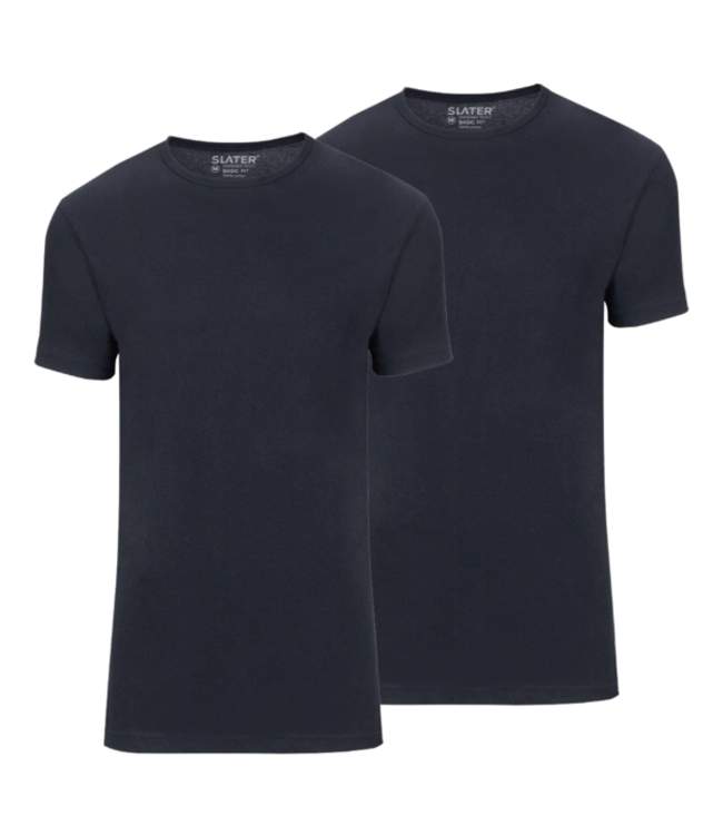 Basic Fit 2-pack ronde hals t-shirt marine