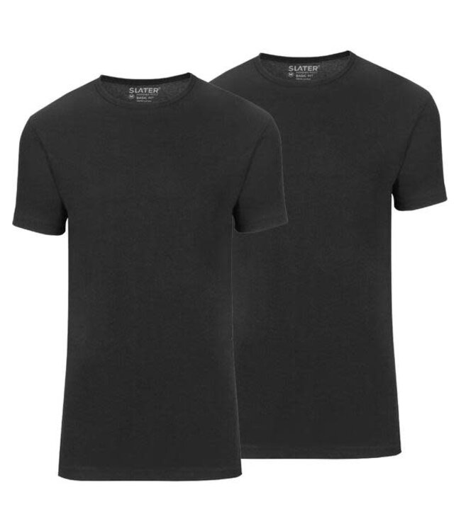 Basic Fit 2-pack ronde hals t-shirt zwart