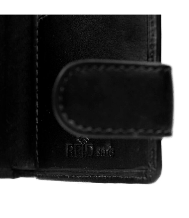 leren portemonnee Leicester zwart