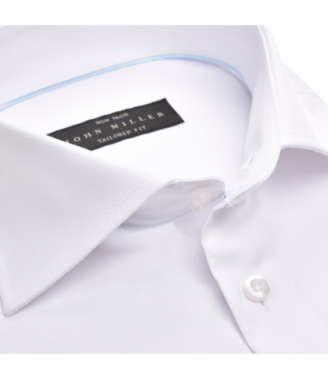 non iron tailored fit overhemd wit met wide spread boord