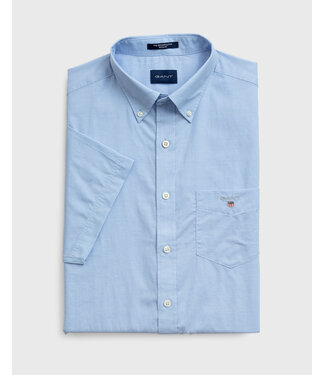 GANT regular fit overhemd korte mouw lichtblauw