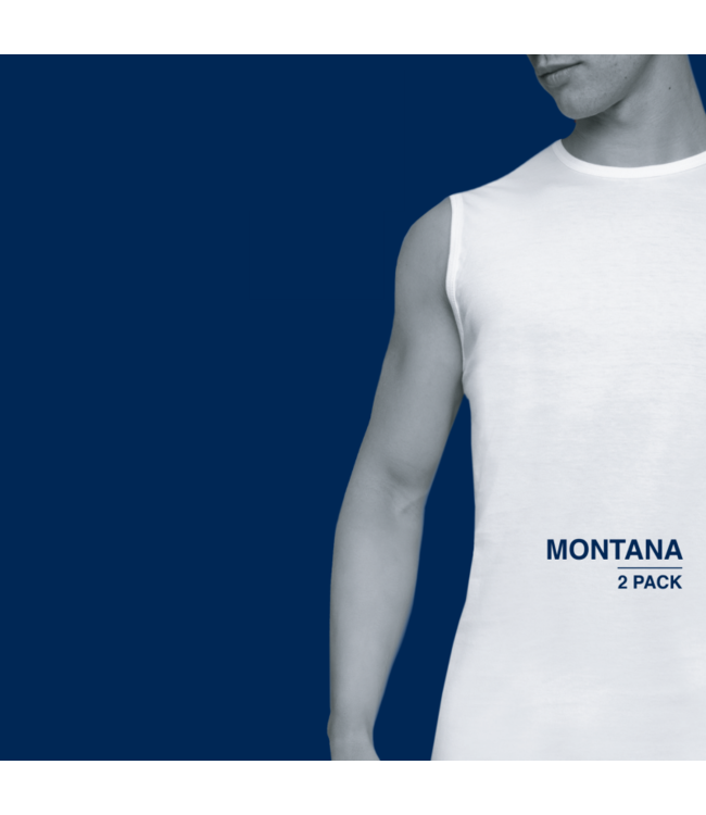 Montana 2-pack mouwloze ronde hals t-shirt wit