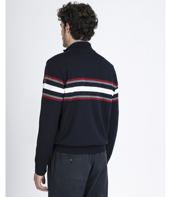 zip trui marine met rood