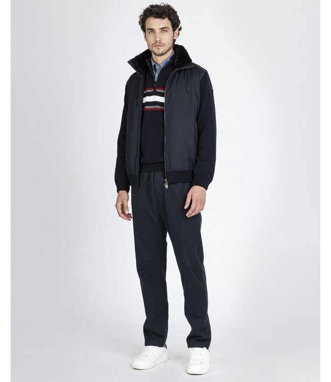 zip trui marine met rood