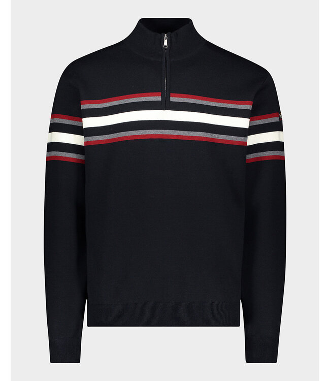 zip trui marine met rood