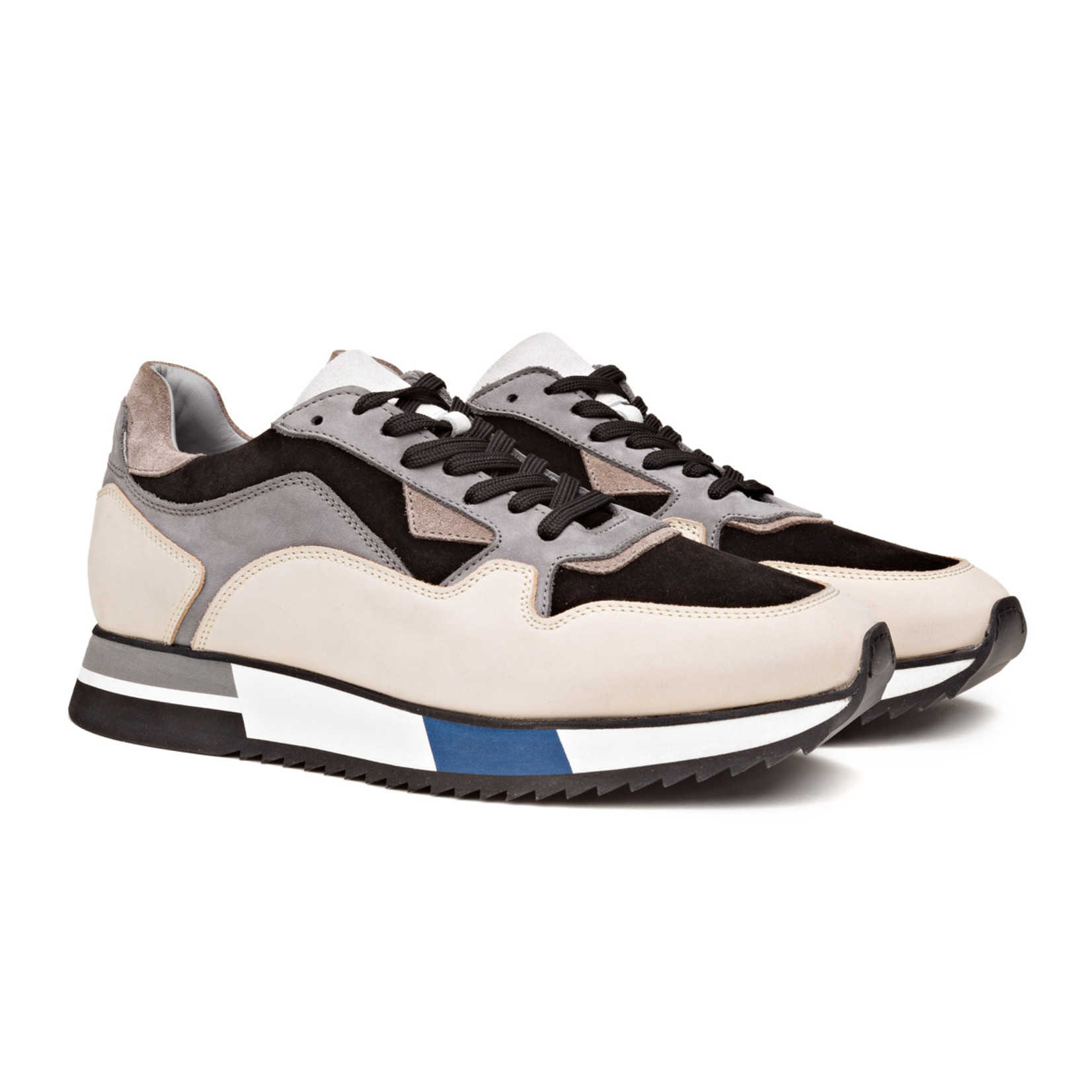 Via Vai grove sneaker Raya -wit met beige en zwarte accenten.
