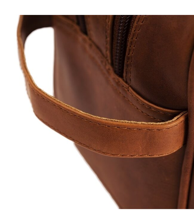 leren toilettas Stacey cognac