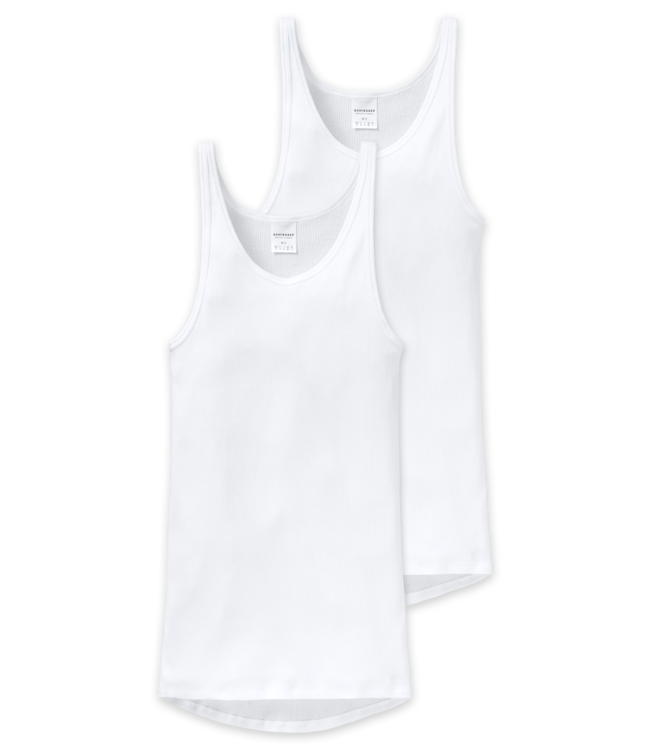 Doppelripp singlet 2-pack wit
