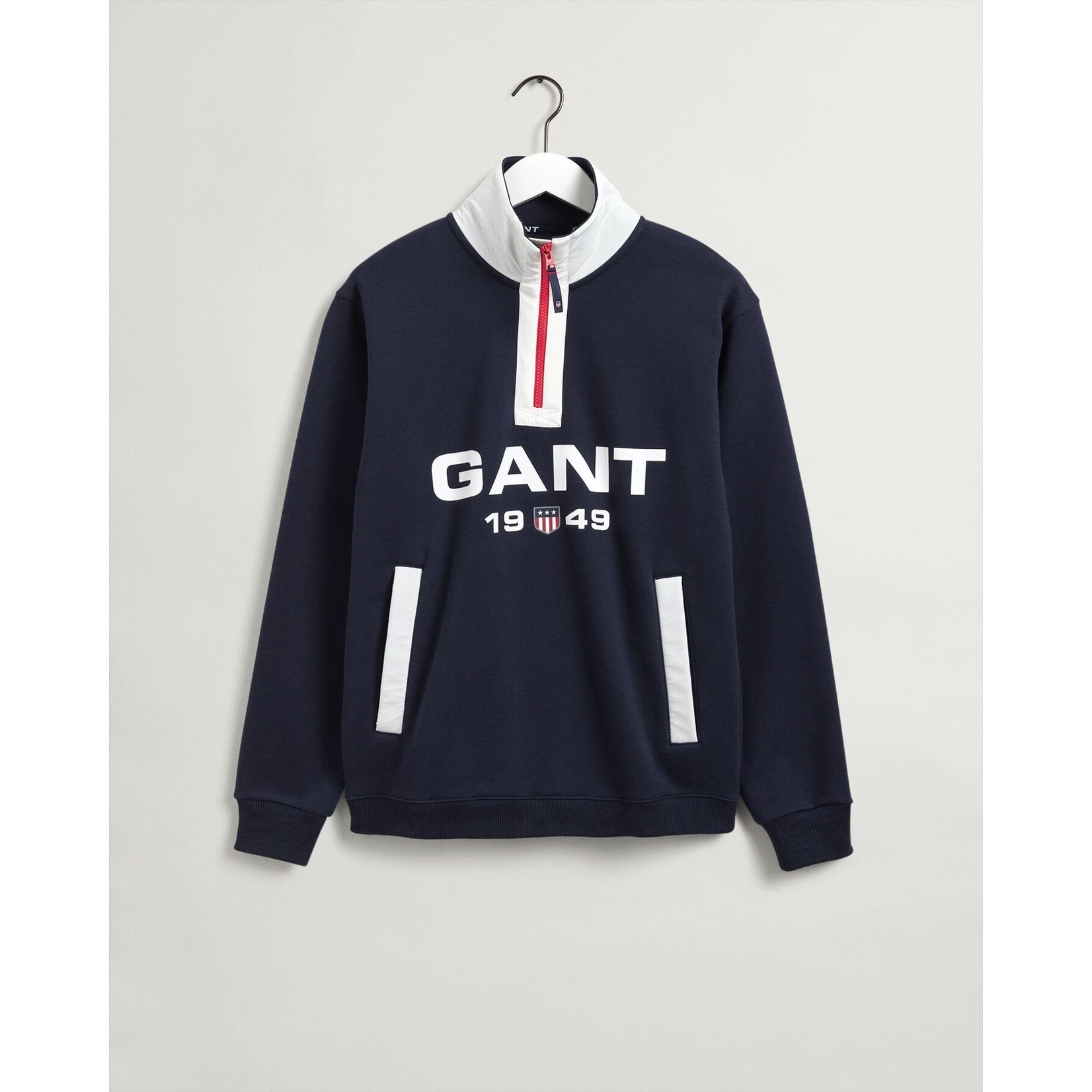 GANT retro logo sweatshirt met korte rits grijs