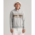 GANT sailing sweatshirt met korte rits lichtgrijs