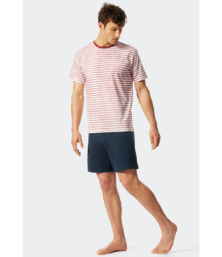 Schiesser shortama terracotta streep