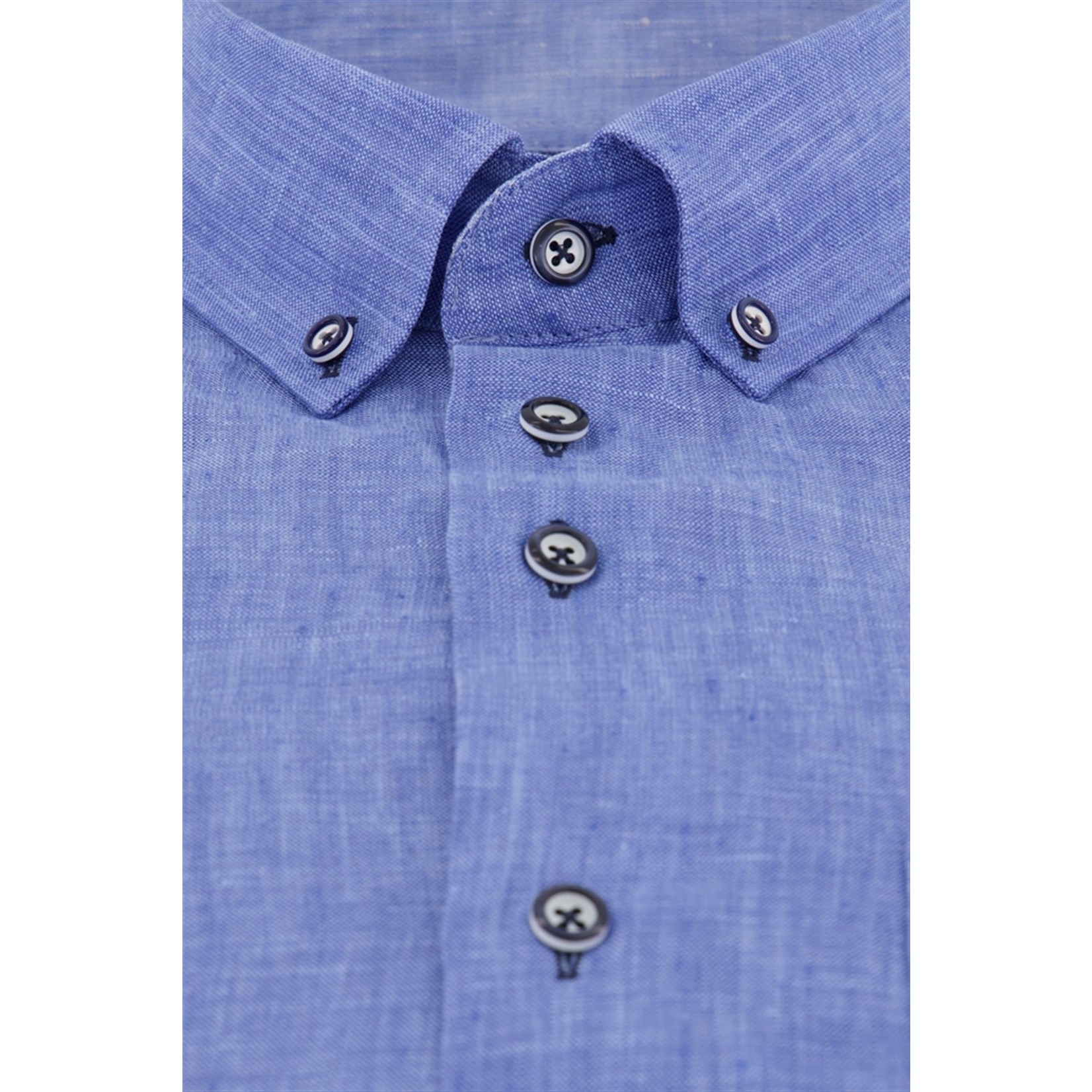 Portofino regular fit linnen overhemd jeansblauw
