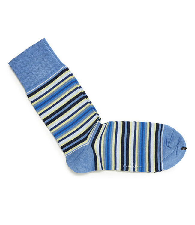 katoenen sokken blauw geel streep