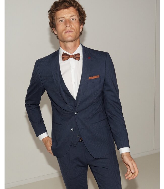 slim fit technisch kostuum blauw