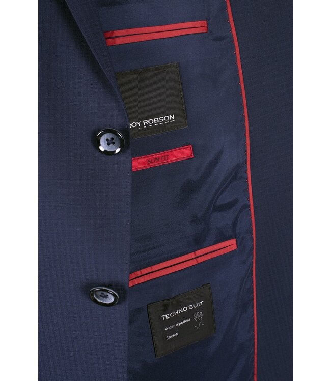 slim fit technisch kostuum blauw