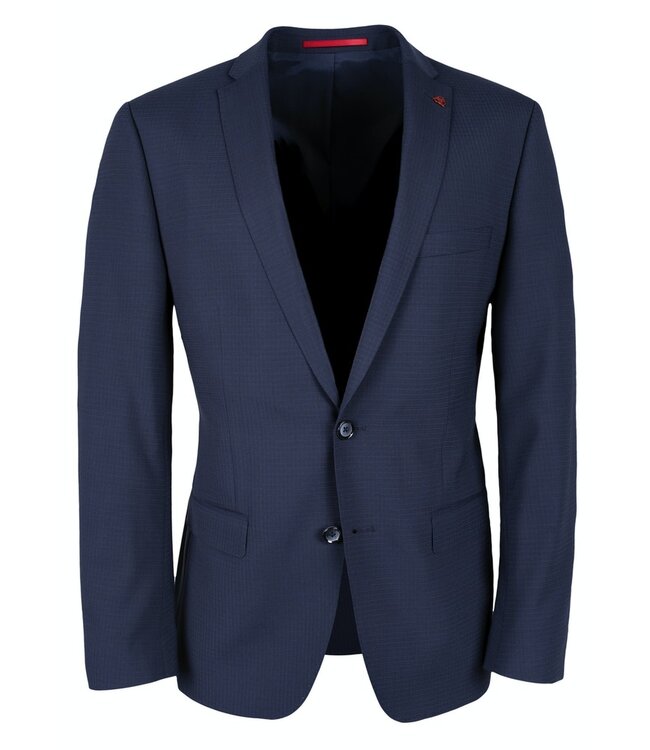 slim fit technisch kostuum blauw