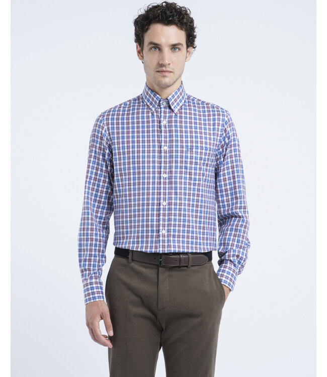 regular fit overhemd rode ruit