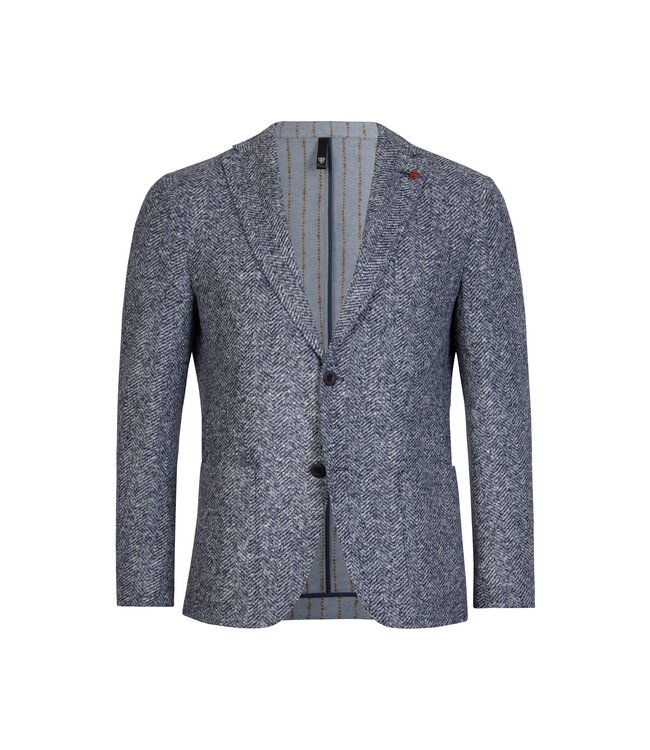 colbert visgraat print blauw
