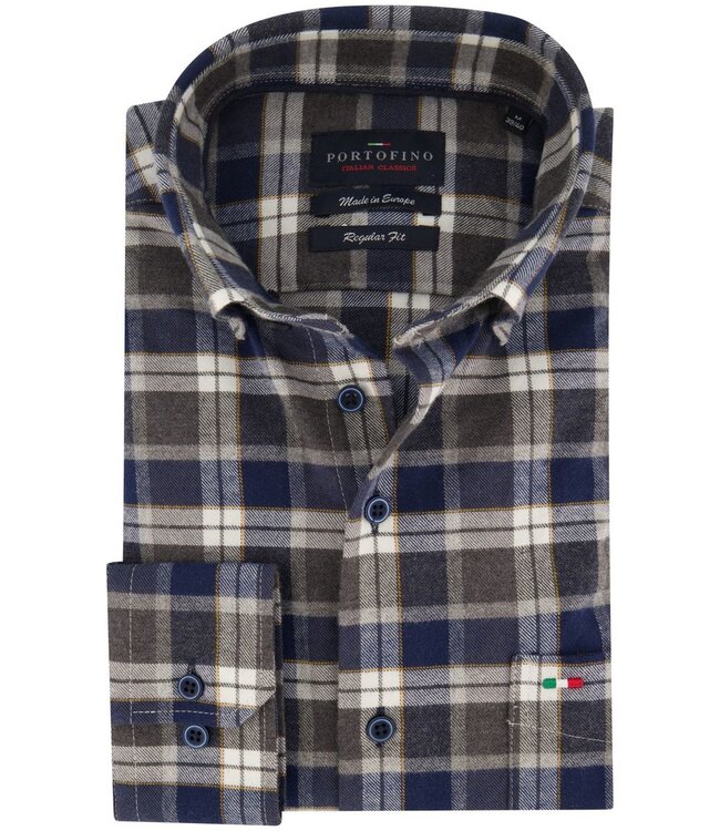 regular fit overhemd grijs ruit
