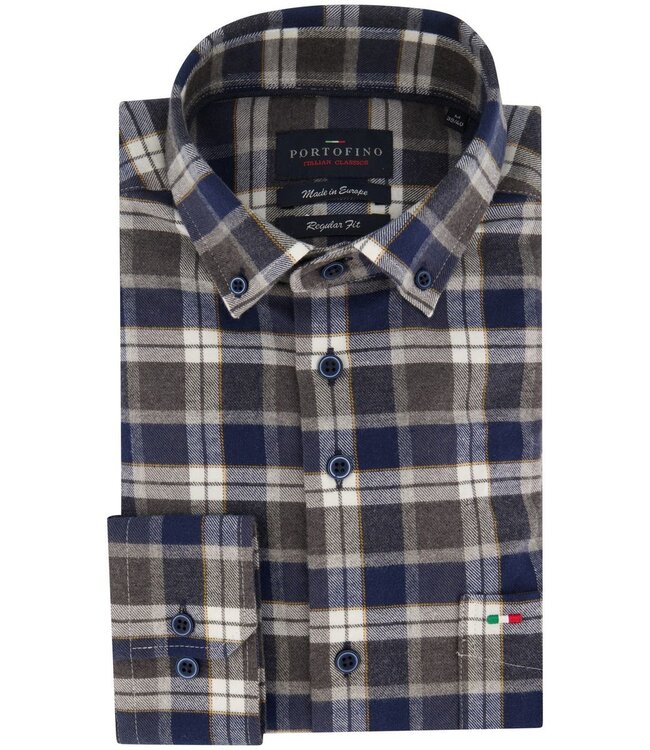 regular fit overhemd grijs ruit