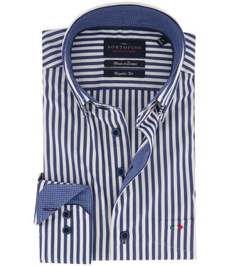 Portofino regular fit overhemd marine streep