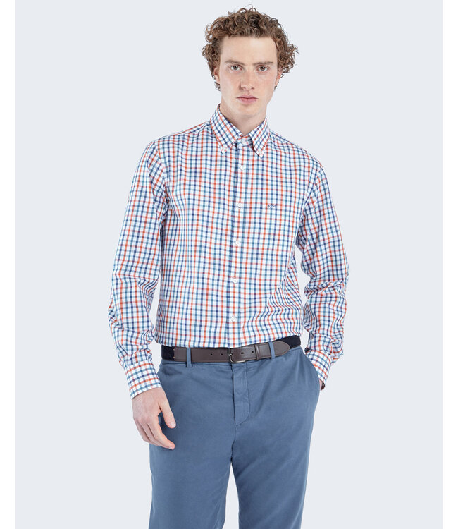 regular fit overhemd blauw ruit