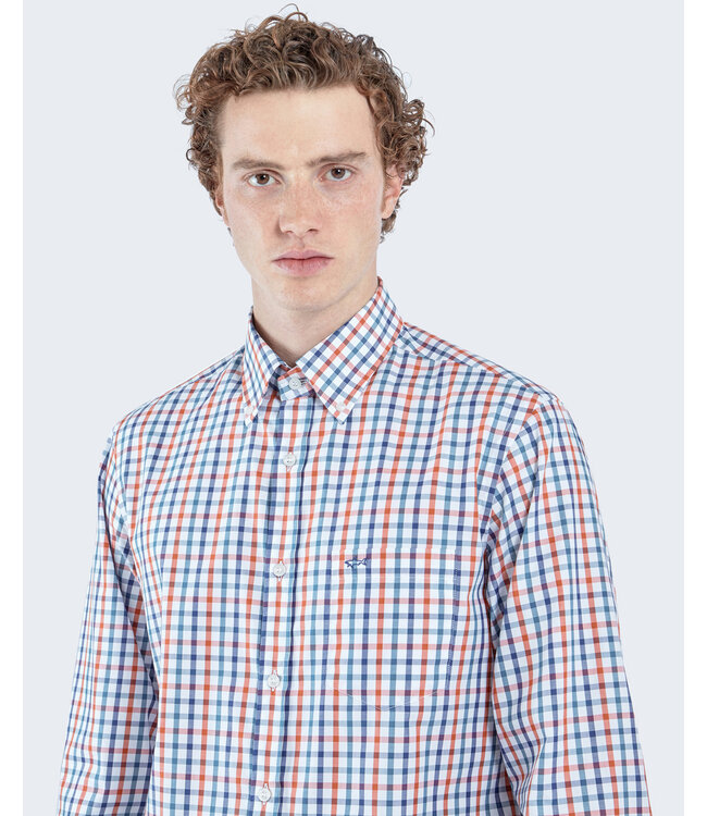 regular fit overhemd blauw ruit