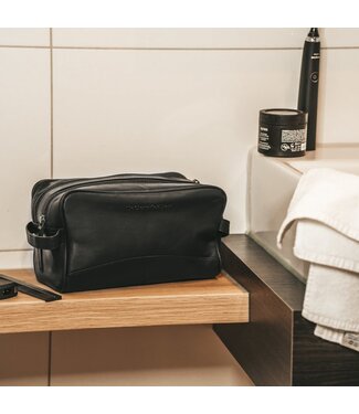 Chesterfield leren toilettas Stacey zwart