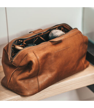 Chesterfield leren toilettas Vince cognac
