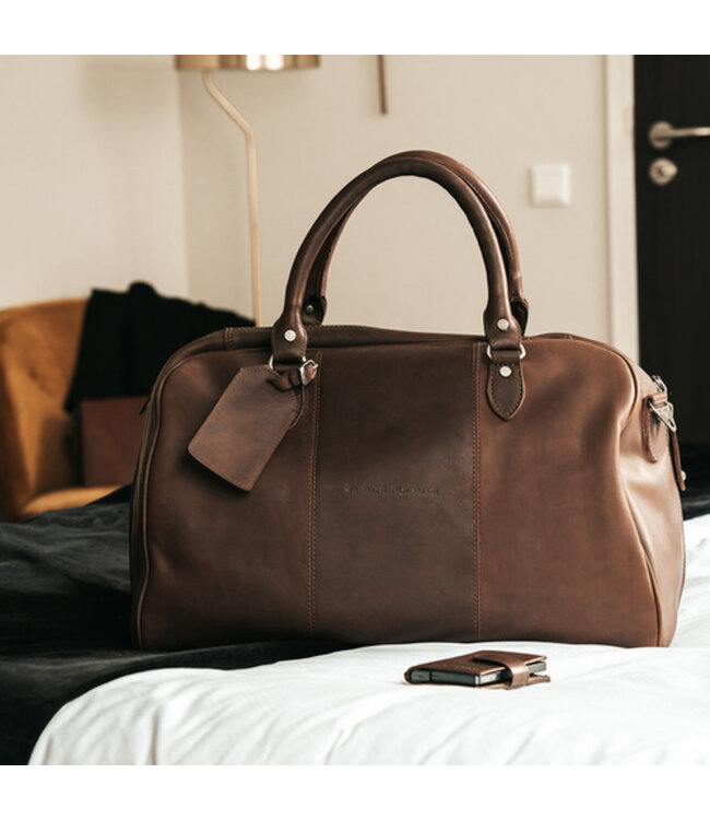 leren weekendtas Liam bruin